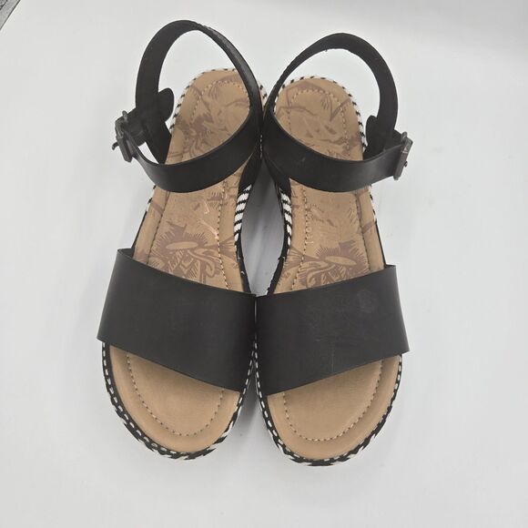 Blowfish Sandals Black White Aztec Platform Shoes Women Size 10 Boho Ankle Strap - Picture 3 of 11